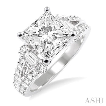 3/4 ctw Diamond Semi-Mount Engagement Ring in 14K White Gold